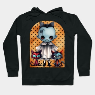 Blue ghost and 2 kitties, design number 1 Hoodie